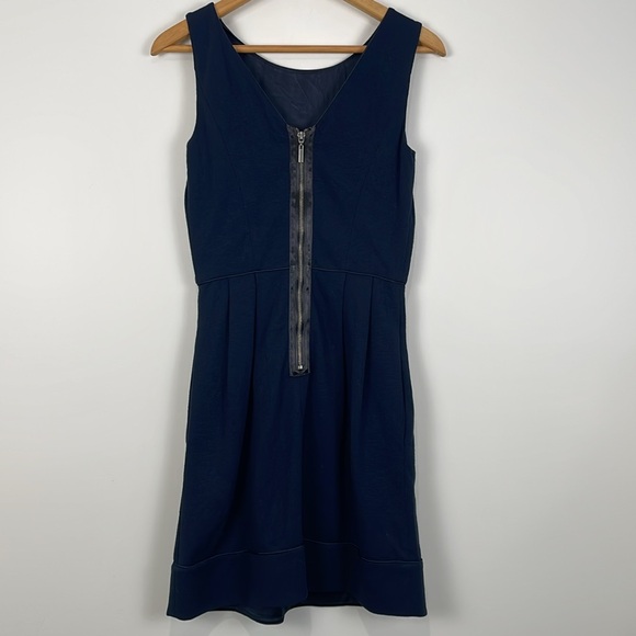Diane von Furstenberg Women’s 2 Wool Blend Dress Sleeveless Navy Blue Pockets - Picture 5 of 10